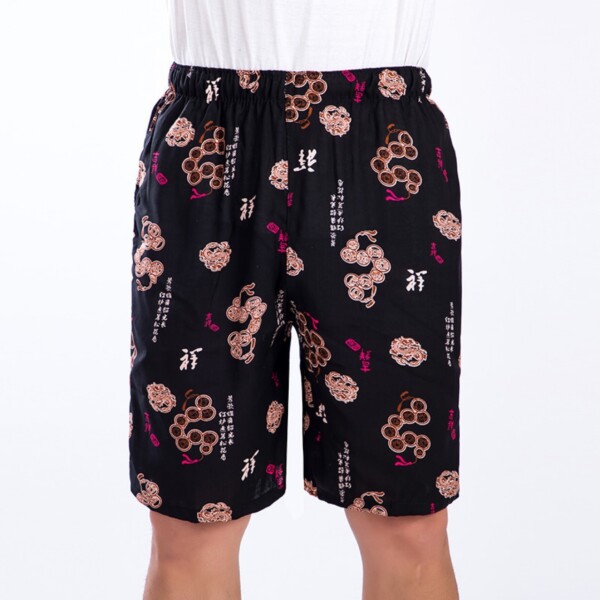 Product image for  Summer Men’s Cotton Silk Casual Loose Shorts Cropped Trousers Men's Clothing 5