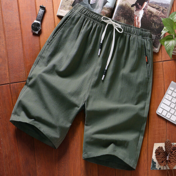 Product image for  Casual Cotton Five-point Pants Solid Color Beach Pants Men’s Sports Running Fitness Shorts Men's Clothing 10