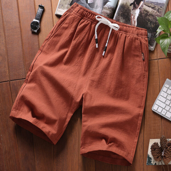 Product image for  Casual Cotton Five-point Pants Solid Color Beach Pants Men’s Sports Running Fitness Shorts Men's Clothing 6