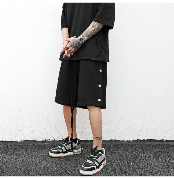 Product image for  Buttoned drawstring cotton shorts Men's Clothing 6