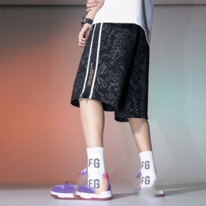 Product image for  Reflective Strip Stitching High Street Five-point Pants Men's Clothing 14