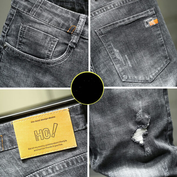 Product image for  Men’s Straight Denim Five-point Pants Ripped Shorts Men's Clothing 5