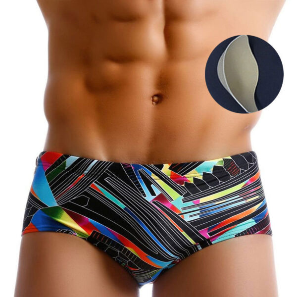 Product image for  Geometric Color Line Print Boxer Swimming Shorts Men's Clothing 4