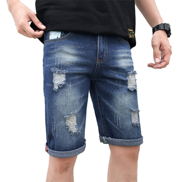 Product image for  Men’s Denim Shorts Tide Brand Trend Hole Self-cultivation Korean Version Men's Clothing 4
