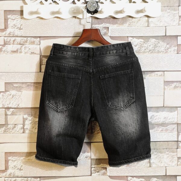 Product image for  Color Denim Shorts Men’s Slim Five-point Pants Tide Ripped Harem Pants Men's Clothing 6