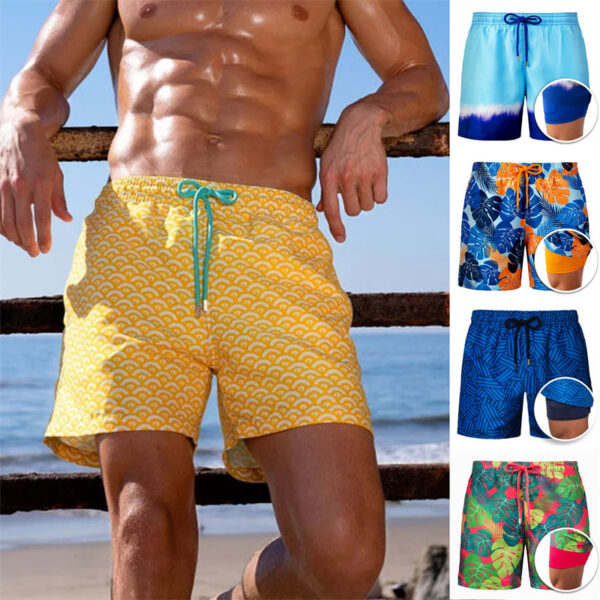Product image for  Men’s Fashion Casual Sports Print Double Layer Shorts Men's Clothing 4