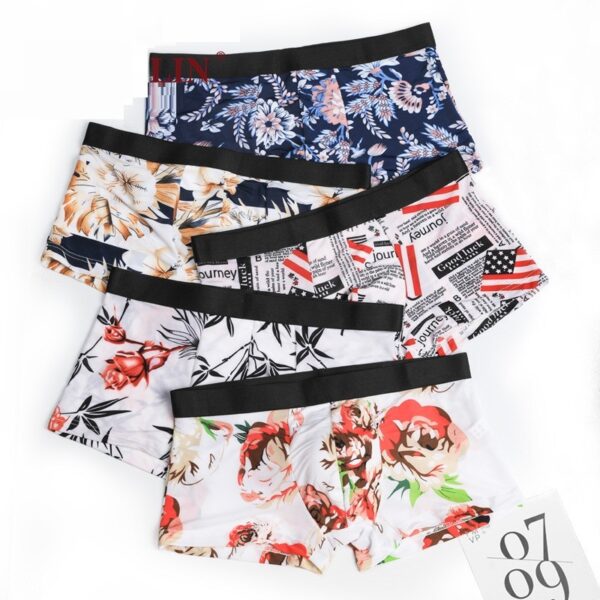 Product image for  Printed Elastic Tight Sexy Ice Silk Men’s Boxers Men's Clothing 5