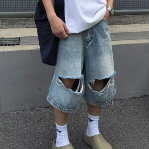 Product image for  Harajuku Men’s Artistic Lazy Shorts With Big Holes Men's Clothing 14