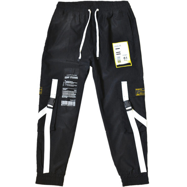 Product image for  Men’s Hip Hop Dark Loose Web Cargo Pants Men's Clothing 10