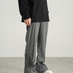 Product image for  Solid Color Pleated Slightly Flared Trousers For Men And Women Men's Clothing 12
