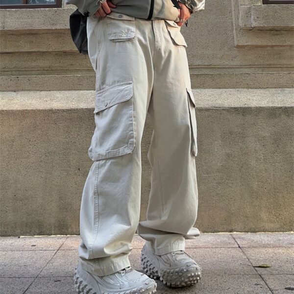 Product image for  Pants Casual Multi-pocket Loose Straight Retro American Overalls In Brown Men's Clothing 4