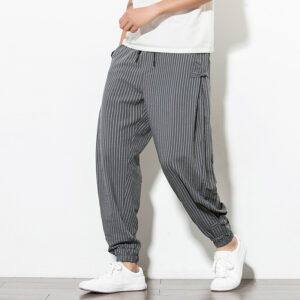 Product image for  Thin Breathable Cotton and Linen Disc Buckle Casual Plus Size Harem Pants Men's Clothing 13
