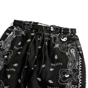 Product image for  Men’s black cashew flower print pocket casual pants Men's Clothing 8