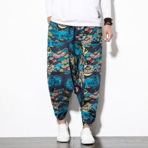 Product image for  Foreign Trade Amazon 20 Spring And Summer Chinese Style Cotton And Linen Casual Pants Male Printing Long Pants Tide Large Size Loose Hip-Hop Pants Men's Clothing 15