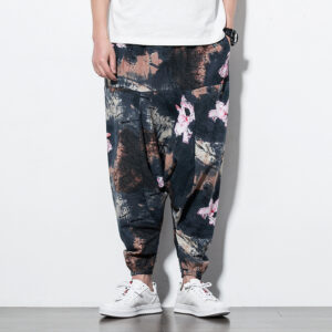 Product image for  Foreign Trade Amazon 20 Spring And Summer Chinese Style Cotton And Linen Casual Pants Male Printing Long Pants Tide Large Size Loose Hip-Hop Pants Men's Clothing 14