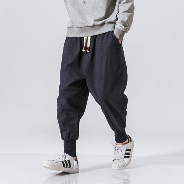 Product image for  Chinese Style Harem Pants Men Streetwear Casual Joggers Mens Pants Cotton Linen Sweatpants Ankle-length Men Trousers M-5XL Men's Clothing 6