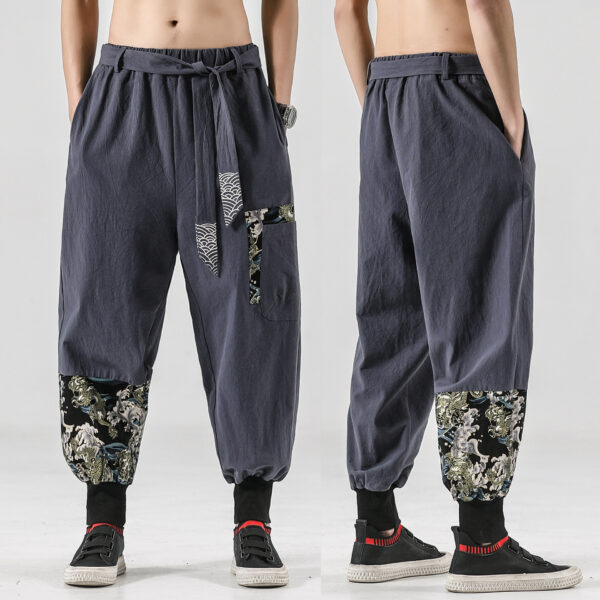 Product image for  National Style 200 Jin Linen Legged Knickerbockers Men’S China Fashion Tang Casual Pants Loose Large Cotton Men's Clothing 4