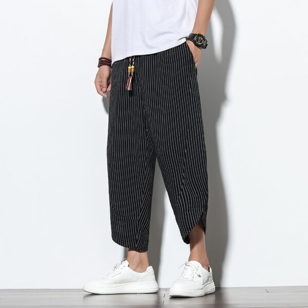 Product image for  Chinese Style Cotton And Linen Pants Striped Plus Size Loose Harem Bloomers Men Men's Clothing 6