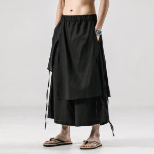 Product image for  Men’s Solid Color Retro Linen Casual Culottes Men's Clothing 14