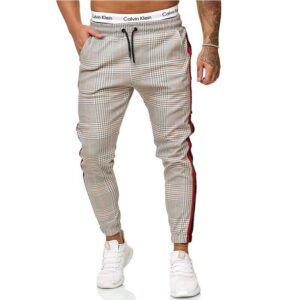 Product image for  Men’s Casual Slim Printed Plaid Retro Pencil PantsSmall Pants Men's Clothing 10