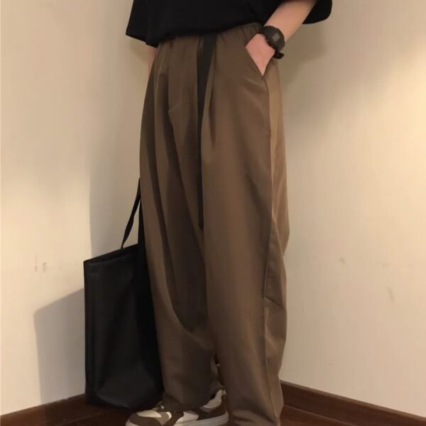 Product image for  Japanese-style Retro Solid Color Straight Drooping Suit Pants Men Men's Clothing 4