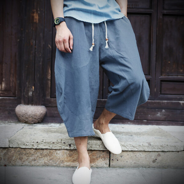 Product image for  Cotton And Linen Harem Pants Linen Low End Wide Leg Suspender Pants Men's Clothing 7