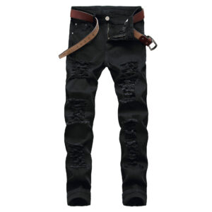 Product image for  Men’s Jeans Slim Straight Straight Holes White Red Black Locomotive Beggar Long Men's Clothing 10