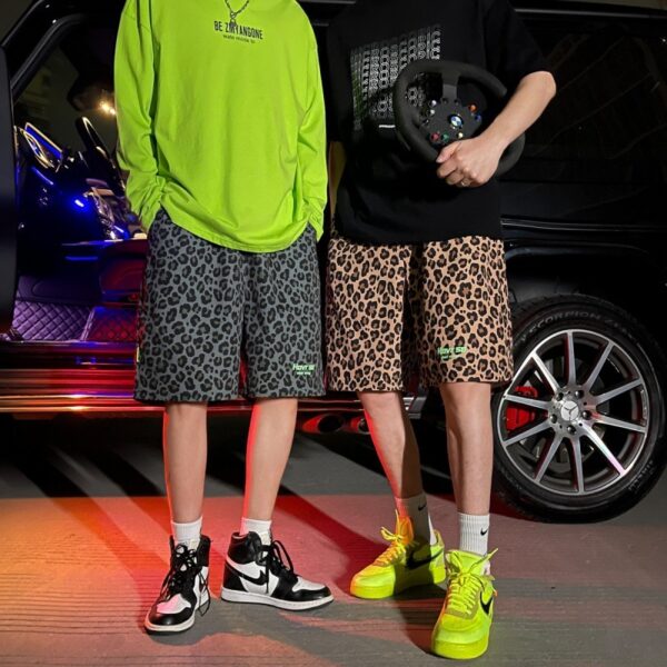 Product image for  Plus Size Lace Up Colorblock Printed Leopard Shorts Men's Clothing 4