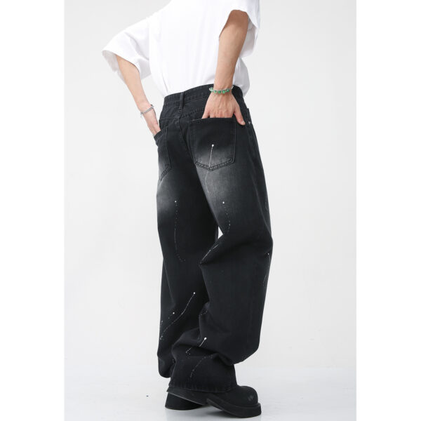 Product image for  Men’s Fashion Loose Straight Personalized Spray-painted Denim Trousers Men's Clothing 5