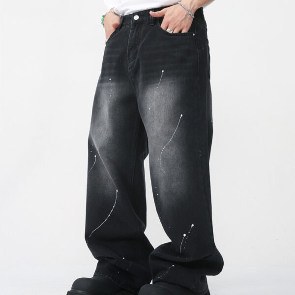 Product image for  Men’s Fashion Loose Straight Personalized Spray-painted Denim Trousers Men's Clothing 4