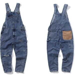 Product image for  Suspenders Men’s Fashion Loose Straight-leg Overalls Trend All Ripped Retro Casual Jeans Men's Clothing 17