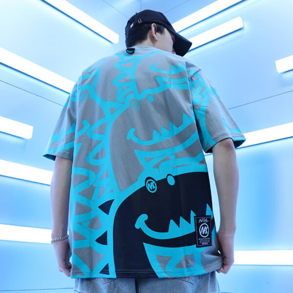 Product image for  Cartoon Short-Sleeved T-Shirt Men’S Tide Brand Trend Wild Hip-Hop Men’S Loose Five-Point Sleeves Men's Clothing 8
