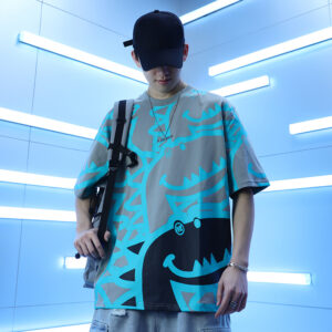 Product image for  Cartoon Short-Sleeved T-Shirt Men’S Tide Brand Trend Wild Hip-Hop Men’S Loose Five-Point Sleeves Men's Clothing 13