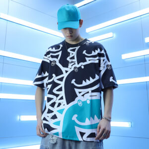 Product image for  Cartoon Short-Sleeved T-Shirt Men’S Tide Brand Trend Wild Hip-Hop Men’S Loose Five-Point Sleeves Men's Clothing 11