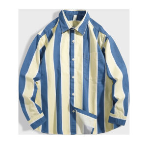 Product image for  Stripe Drop Shoulder Loose Casual Men’s Shirt Men's Clothing 12