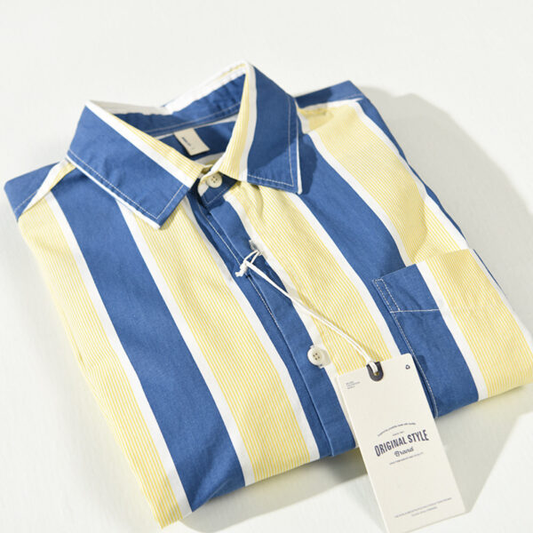 Product image for  Stripe Drop Shoulder Loose Casual Men’s Shirt Men's Clothing 6
