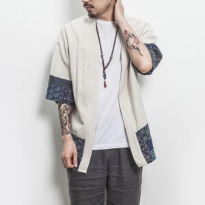 Product image for  Retro Ethnic Style Improved Hanfu Tang Suit Men’s Loose Cotton Cardigan Jacket Cloak Shirt Men's Clothing 11