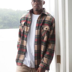Product image for  Drop Shoulder Plaid Padded Shirt Men's Clothing 9
