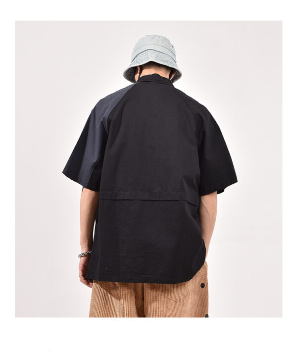 Product image for  Contrasting Color Stitching Shirt Men’S Short-Sleeved Loose Men's Clothing 7