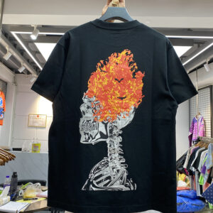 Product image for  Flame Robot Letter Print Round Neck Pullover Short Sleeves Men's Clothing 14