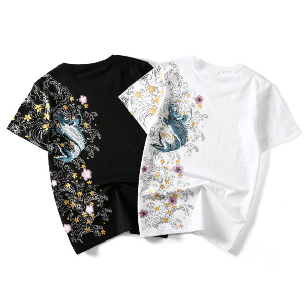 Product image for  Summer Japanese Tide Brand Chinese Style Carp Ethnic Embroidery Men's Clothing 5
