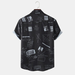 Product image for  Cross-Border New Men’s Casual Shirts Graffiti Fashion Printed Short-Sleeved Shirts Men’s Lapel Shirts Men's Clothing 11