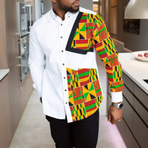 Product image for  Wish Aliexpress Men’s African Style Ethnic Printing Long-Sleeved Lapel Shirt Men's Clothing 13