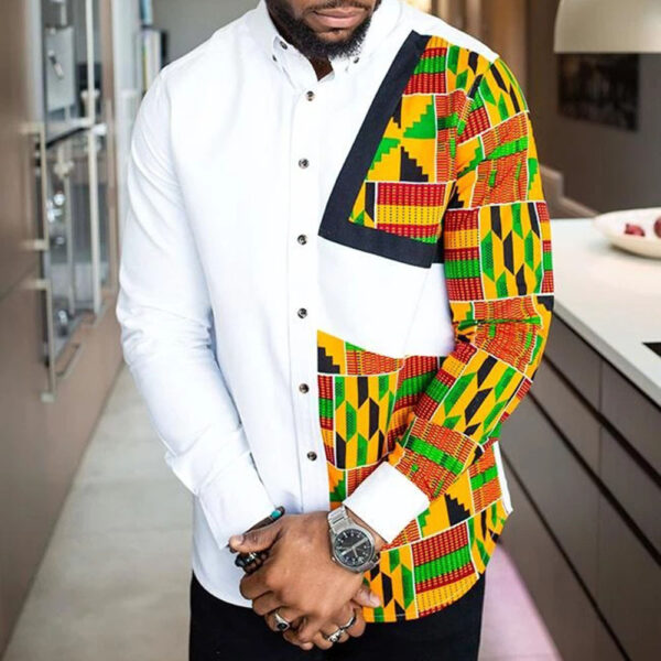 Product image for  Wish Aliexpress Men’s African Style Ethnic Printing Long-Sleeved Lapel Shirt Men's Clothing 6