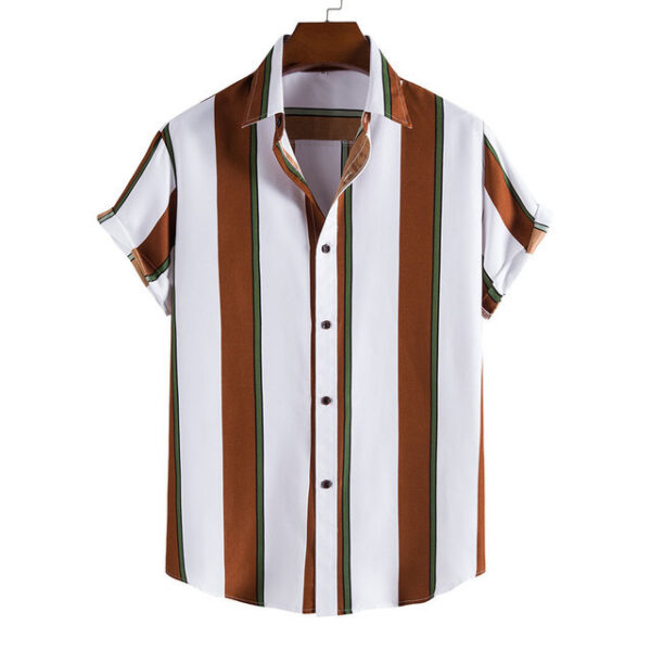 Product image for  Men’s Striped Printed Short Sleeved Shirt Men's Clothing 5