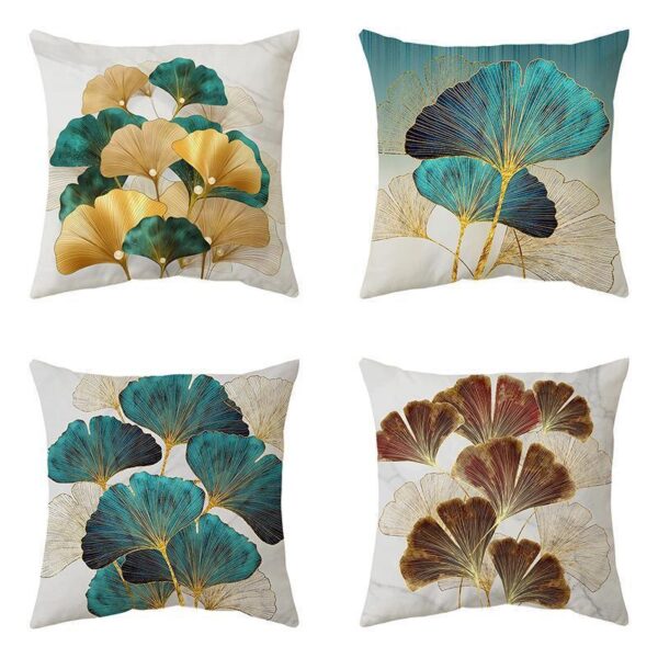 Product image for  Green Gold Ginkgo Leaf Printed Pillow Cover Pillowcases 4