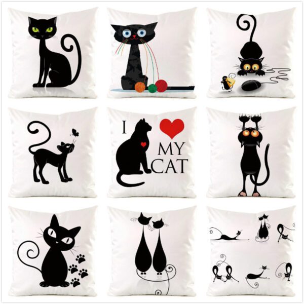 Product image for  Black Cat Silk Home Decoration Sofa Cushion Pillow Cover Bed & Bath 4