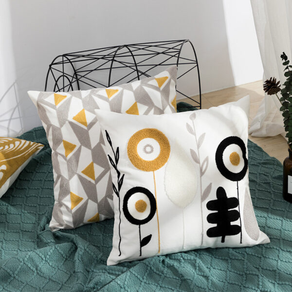 Product image for  Sofa Seat Pillow Cover Cotton Chain Embroidered Lumbar Home Décor 12