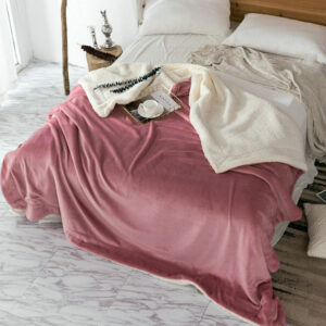 Product image for  AB Side Coral Velvet and Lamb Cashmere Blanket Soft Thick Blanket for Bed Sofa Warm Fleece Sherpa Blanket for Bedroom 13 colors Bed & Bath 15