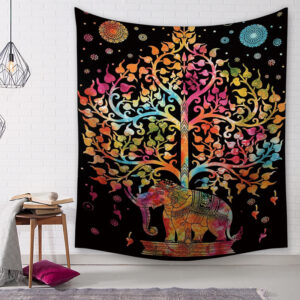 Product image for  Elephant Print Tapestry Wall Blanket Home Décor 6